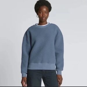 Everlane The ReNew Teddy Oversized Crew Sweatshirt Faded Blue XS